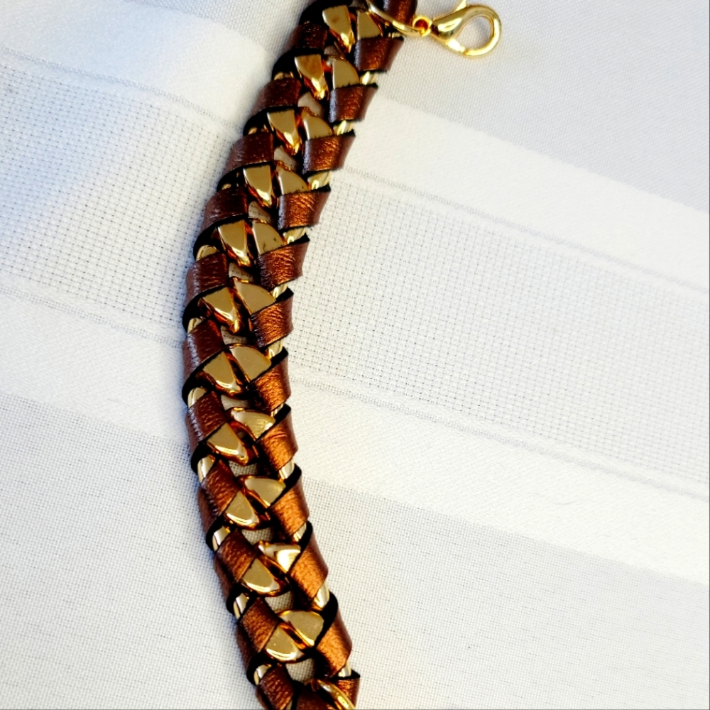 Jessica Elliot Leather and gold bracelet
